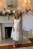 Just wore this to my bridal shower and I loved the look! Looks as pictured and felt very elegant and bridal in the dress. - Rebekah C.