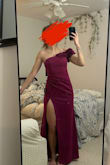 I loved the way this dress fit; super flattering and the overall length was perfect. I did end up returning it because the leg slit was just a bit too high. Felt like my underwear would show if the material were to shift & bunch around my hips. If you have longer legs or don't mind a high slit, this dress is probably perfect for you. - Katherine S.