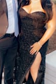 It runs small and has no stretch, but it's a beautiful dress. I wear size large in express dresses and a size 12/14 in express jeans. I bought a XXL based off reviews and was barely able to get into it. I am a lot heavier than my normal size right now so I think it will look better once I get back to my normal size. I have a huge booty so I would say measure yourself. If you are over 47 inches around the hips, it won't fit. If you're over 40 inches in the chest or bigger than 38-40 c cup, it won't fit. It is short girl friendly. - Julia L.