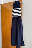 This mock neck sweater knit bodice dress is perfect for many occasions: work, daytime, dinner date, bridal shower, etc. It was a little long for my 5'2 height, but the simple straight hem was easily shortened.
I think this dress would be a good choice for anyone regardless of body size. Plus it has pockets! - Linda O.