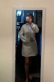 Fabric [is] itchy -I had to use a blouse underneath to evoke itchiness 
[It] is [a] short dress; I decide to wear with black pantyhose - Tatiana B.