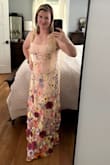 This is such a beautiful dress!! I feel so beautiful in it! I agree with the comments that the straps are a bit flimsy, but I will add ribbon underneath to add a bit of support. It would be just fine as is though. I love how the entire dress fits! Length is perfect on me with a slight (2") heel. Love it and would recommend. - Stephanie W.