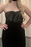 Dramatic Stunner Navy Velvet Bow Strapless Maxi Dress