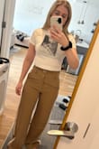 I bought another pair of tan trouser pants from Lulus and LOVE them so wanted to give these a try. They're pretty perfect except for the fact that they are sooo much longer than the other pants even though I ordered the same size. I will definitely have to get them hemmed which is annoying. Also not necessarily a positive or negative but they are VERY high waisted. They are also very stretchy in the waist. - Mara L.
