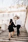 This was perfect for our engagement photos!! I loved the back and felt so beautiful! The sleeves are pretty long. - Hannah T.