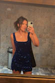 I purchased this dress to celebrate my birthday night out, I cannot explain how many people stopped me to compliment my dress. I had never felt so confident, pretty, and sexy all at the same time in one dress. 
A huge plus for me is that you can wear a bra with it and the straps are covered! 
I 100% recommend getting this dress and the blue can be a vibrant color or more body depending on the lighting, I am considering ordering the other colors as well! - Carston Z.
