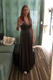 This was a perfect fit for me. I used petals and sticky tape to keep the girls in place. The zipper was a bit rough through the waist section. The fabric was great. Loved the color!! I used a shawl/scarf for March weather. Really liked this dress!! - Julie S.
