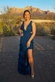 Beautiful rich color as pictured. Wore to a wedding and got many compliments. I'm usually between a Small and a Medium on Lulus dresses and the small was perfect. I'm 5'6 and 145 lbs with 34C bra size. I loved the dress and felt comfortable dancing all night! - Karen N.