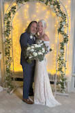 This dress is amazing! It fits perfectly! The material is thick lace with an underdress that's soft and nude colored! My groom was stunned and thrilled! - Amy K.