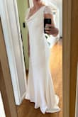 I am having a small backyard wedding and didn't want to spend a lot of time or money on a dress. I saw this and loved it and hoped it would fit. I was worried the material would feel thin or cheap. This dress exceeded my expectations. It fits near perfectly and the fabric is nice and thick. This dress is so elegant looking and exactly what I wanted! - Grace B.
