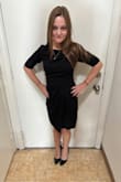I bought this to wear to a funeral of a woman in her 90s who was very religious and it was perfect! It's comfortable, fit well, was appropriate and the asymmetrical piece in the front gave it a little something to keep it from being a basic plain dress. I like that the sleeves are quarter length because it's easy to dress up or down and great for multiple seasons. - Angelica B.