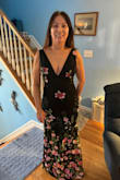 This dress, in size small, fit perfectly, except the shoulders were too loose. I had them taken in, and the rest is perfect. I did not need to hem it with heels on. I'm wearing this to a SuperConference banquet night. - Jo A.