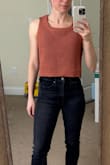 I was looking for a loose fitting, cropped tank and this is perfect! It fits as expected. Based on other reviews, I almost got an XS but I'm glad I didn't. The S fits perfectly. Quality and color in person are really nice as well. - Brittany S.