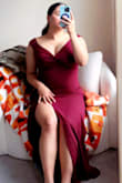 I am happy I got this dress; it's sexy yet elegant! Color is exactly like the picture. It's comfortable. Only thing I had issues with was the zipper; it's kinda faulty but was able to zip it up. It's a little loose at the top of my butt but it wasn't super noticeable. - Marcella M.