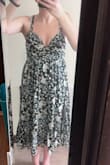 I want to love this dress, but the fit on the waist/hips makes me look frumpy. One of the cups is also folded out so it does not sit properly. Maybe I can get it altered since I missed the return window. The print is super cute and fabric is nice! - Jessica A.