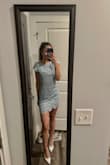 I'm in love with this dresss! Extremely stretchy very flexible. Incredibly cute! The back detail is so cute!! I kept it and will be wearing it for my white coat ceremony! Fits perfectly for me! - Demet S.