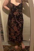 I fell in love with this dress. It felt great on. I felt secure in it. I liked the feel and thickness of this dress. I didn't think it was too thick or thin. I felt nice on. I was glad for the tie back to adjust the size of the waist. I got compliments and felt confident and comfortable in it. The only reason it's not getting a five from me is because the fabric did rip and fray on the seam of one of the sides while I was at my event. It looks worse in the pic than it does irl. I didn't think it was super noticeable and I was very active. I'm handy sewing so it's not that big of a deal to me. The hem did actually land about 6" above my ankle. - Alyssa H.