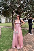 I loved the dress, I usually wear size S or M, after reading the reviews I ordered an XS and it fit perfectly. I am short so I had to wear very high heels, my other option was to have it altered by a seamstress - Sabrina S.