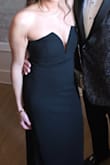 A classic black dress, with a touch of class. Very elegant and sophisticated looking. The material is stretchy so it hugs you perfectly. I ordered a plunge strapless bra to wear with it. Length was perfect with a stiletto. No need to over accessorize the dress is an eye catcher alone. - Tara P.
