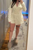 Loved this one piece. Super comfy, light, airy and fit very well. Just ironed it and got the sleeves shortened. Looked brighter in natural lighting when I wore it out and about! - Sarah M.