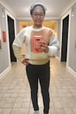 I really dig the color block and different patterned knitting of this thick sweater. It makes the sweater very striking and unique visually. The photo on the website looked like the sweater ran a little big. So I ordered the XS, which was perfect. It has just the right amount of loose and baggy; it drapes exactly like it looks like on the model in the photo on the website. It is also a warm sweater because the material is nice and thick. The sweater is soft and cozy. - Laurie Z.