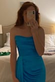 Stunning blue dress. Perfect fit, good-n-snug through the bodice. Vibrant blue that's classy but still stands out! - Catherine G.