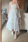The style of the dress itself is super cute. It fits just a little loose, but nothing a stitchy won't fix for my event. I will say the material is kind of.. costume material like? Don't love it, but I do think once it's steamed and without wrinkles would improve my feelings about this. - Annie P.
