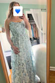 Special Moment Light Blue Floral Strapless Bustier Maxi Dress