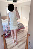 Purchased this for my 60's themed bachelorette party night out dress! Super cute fit. Not too short on me which is hard to find at my height. Good quality material. The shift cut/design doesn't hug any assets or show anything off. Moreso hangs loose but going to punch it up with accessories. - Sarah Y.