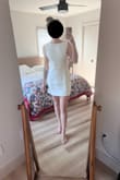Agree with most reviewers that the material leaves something to be desired. I am usually between a small and a Medium and the Medium did nothing for me - would recommend sizing down. The waist was loose and the back sort of billowed open. I think if you need something simple and cute, this dress is a good solution at a better price than comparable style on Reformation or Anthro. You won't be blown away though. - Sarah Y.
