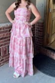 This dress is so pretty! The fabric has a shimmer to it that wasn't apparent in the pictures online. The fit was great and I love the layered detail on the bust. - Pam B.