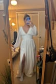 Purchased for my elopement this summer in the mountains and it'll be perfect. The material is great quality. Fit is perfect besides it being long! - Abby W.