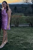 Such a pretty dress! Good material and was the perfect length and only needed a good sticky bra to wear under it. I have an apron belly and this dress hid it well! - Angela B.