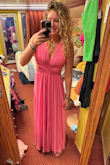 Gorgeous dress, sized perfectly according to the chart, and so comfortable. I needed to put pads in the bra area to feel more comfortable, but it can be worn without and have no issues! - Christina G.