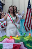 We got this dress for my daughter as her maid dress for the Italian American Parade and it was perfect! It fit beautifully right out of the package. Was easy to steam right before she rode in the parade and was introduced at the ball. Very happy with our purchase! - Katie P.
