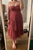Overall, I thought this dress was really pretty. However, it is definitely not made for large chests since it has wire built into the cups already. I also felt like the straps could snap at any second. Would recommend for others who have a smaller bust since it was very pretty otherwise. - Jackie C.
