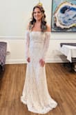 I ordered this dress for my bridal shower and got so many compliments! I originally ordered a medium, but had to return for a small - it does run a little large. It was very comfortable; slightly tight in the arms, but overall I'd definitely recommend this dress for how flattering and well-made it is! All the guests at my shower raved about it & it really made me feel like a bride! - Rebecca K.