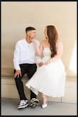 Dress was beautiful but bust was a little big so the dress kept slipping. - Jade S.