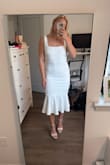 I was looking for a graduation dress that was both comfortable but dressy and cute. This was the perfect find! The material is stretchy, and the midi length is just what I was looking for. The open back is gorgeous too. - Jordan O.