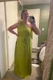 This dress is so soft and comfortable. I bought it for a Mehendi event that was garden party-themed. When tied with the belt, it is very flattering. When untied, it is super flowy and breathable. However, I find it a little too large if not tied. - Allie B.