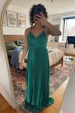 This material is so pretty and comfortable! I absolutely loved the color, but the way it caught the light, this style just did nothing for my body type (I'm pear-shaped for reference). - Madalyn C.