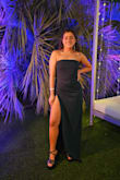 I ordered 6 dresses and decided to go with this one, I would've ordered a smaller size if I had the time. It was too long for me, even wearing high heels, as you can see in the picture. Also, I had to use fashion tape to feel secure, again my bad for not ordering the small size. But the quality and color of this dress is AMAZING and holds your tummy perfectly. - Micaela P.