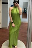 Such a fun color, especially for an upcoming summer wedding! It was extremely long on me (5'0 without heels) but I loved the dress so much that I got it altered. Dress is extremely comfortable and breathable which is a plus. A little tough to get on & off by yourself but overall 10/10 color and style. Looking forward to wearing this. - Natalie R.