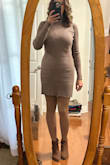 This dress has the perfect amount of stretch to hug curves but not too much to show any lines from underwear or any rolls. It really flatters the positive and hides the negative. I got compliments on it. I found it to be comfortable and just the right weight of material to wear on a cool spring day. Love it! So glad I have it in my closet. - Melissa L.