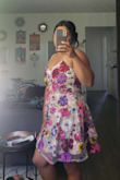 After reading reviews that said the dress they received was significantly different from the dress on the listing, I was very concerned that I would not get the dress I ordered. I was also worried with the fit of the dress that it would not fit properly. So I used the chat for sizing help and was told to order an XL although my measurements indicated a L would fit. Well, the XL fit very loose and I believe it is only the XL that comes with significantly less embroidered flowers on the bust of the dress. I exchanged the dress for a L and it fits perfectly AND looks like the dress in the listing. I absolutely love this dress and it will be hard to decide which dress to wear to my party.... this one or another Lulu's dress. Or maybe I need a wardrobe change mid party? PS I included photos of the L and the XL - Krisell C.