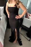 I ordered this dress for my Junior Prom and it was exactly what I was looking for! It was a little long because I am only 5'2, but it fit me perfectly everywhere else! I am a bit on the bustier side, and this dress was great for someone who was looking for a conservative top. I love the material. It is so comfortable, and the slit is not too high! - Grace B.