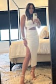 This dress is a simple, easy way to up the sexiness for a night out or on vacation. It has a very stretchy material, not see through. It would have fit just slightly snugger in the body if I could have ordered a smaller size, but then the breast area wouldn't have fit. So keep that in mind. I'm having the breast area sewn together (leaving a little
Peek a boo hole) so it provides a little extra support at the chest, but will still be low cut and sexy. I would say this dress is a good buy, but it's not a 5 star- which is why I gave it 4. I bought it on sale, and for that price, it was worth it, not sure it would have been at full price. Just trying to leave an honest review to help you plan your purchase. It looks great and feels soft. I'm excited to wear it, and I'm sure I'll wear it for years to come in the right setting. I'm 54, 5'6" and 135 lbs, size 2 or 4. - Lara V.