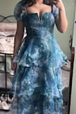 First of all, if you are not familiar with Organza, you will most likely be disappointed. This dress does not have any stretch whatsoever! I am a size small and I ordered a size small, it fits perfectly just that I fear to take deep breaths without feeling like the zipper will pop open (based on previous reviews) but I tested it and took a bunch and hunched over and the zipper stayed intact.. the dress itself is beautiful! It was very wrinkly and static-ee when out of the package, but I ironed on low and it looked amazing. It is longer on me because I am 4'11 but not too long when I have to worry about stepping on the fabric (with heels). The only downside in MY opinion is the seaming on the inside is itchy! Especially around the waist and armpit area, the waist area could be easily fixed by wearing high waisted briefs. Not too sure about the arm area tho.. a bra helped a bit might have to look for one with similar color to the dress - Stacie H.