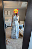 The size chart puts me in a large, but the "find your chart" put me in a medium. I ordered both, and the medium fits perfectly. I was concerned about the neckline feeling like I was suffocating or choking, but it didn't bother me at all. The straps are adjustable, and that helps. I love Lulus dresses for tall girls! The length is great for me! I wore 3 inch heels and it was perfect. - Amanda W.