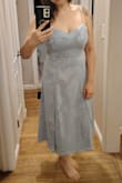 This is such a beautiful dress and I wanted so badly to love it, but the cups do not fit my size D chest, so I had to return it. That's the hard thing about ordering a dress with cups when you're a larger bust: most of the time it just doesn't fit. - Laura C.
